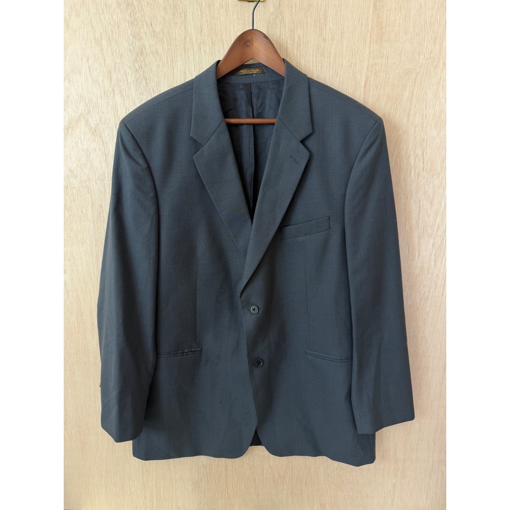 Franco Tassi Mens Pure New Wool Blazer Charcoal Grey Two Button Sport Coat 42R